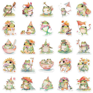 Cute Boho Frog Stickers | Pastel Decals - Up to 50 Pcs