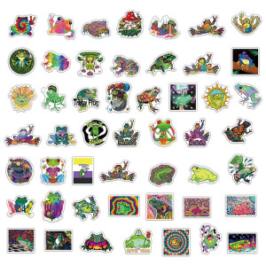 Psychedelic Frog Stickers | Trippy & Neon Decals – 50 Pack