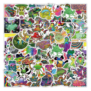 Psychedelic Frog Stickers | Trippy & Neon Decals – 50 Pack