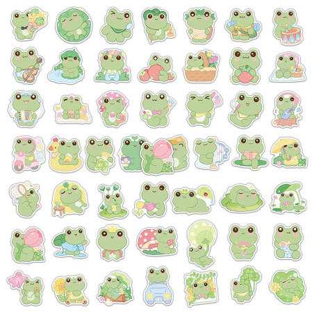 Kawaii Frog Stickers | Pack of 50 Cute & Zen Decals
