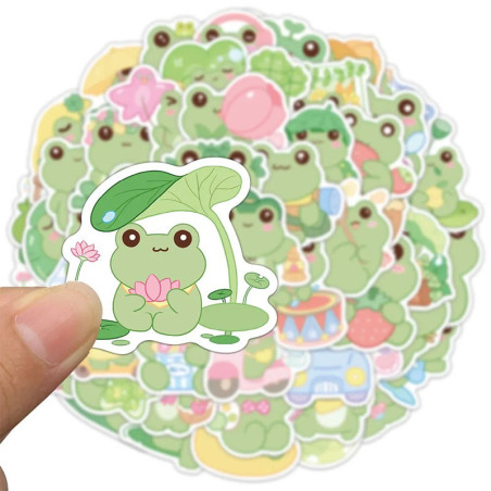 Kawaii Frog Stickers | Pack of 50 Cute & Zen Decals