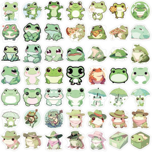 Cute Cartoon Frog Stickers | Pack of 46 Waterproof Decals