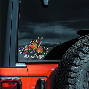 Cute Peace & Love Frog Sticker ✌️ | Rainbow Vinyl Decal Gift