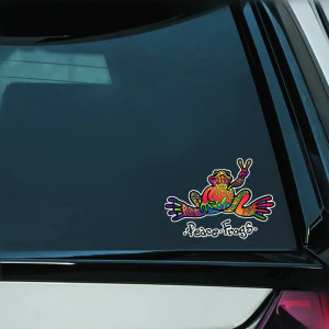 Cute Peace & Love Frog Sticker ✌️ | Rainbow Vinyl Decal Gift