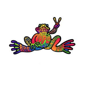 Cute Peace & Love Frog Sticker ✌️ | Rainbow Vinyl Decal Gift