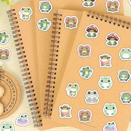 Cute Frog Stickers – Roll of 500 Adorable Kawaii Decals