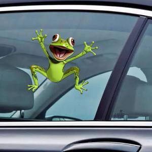 Vibrant Green Frog Sticker - 5.5" x 5.5" Funny Decal