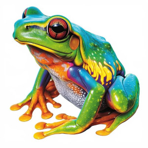 Tropical Rainbow Frog Sticker | Realistic Vinyl Decal - 5 Sizes