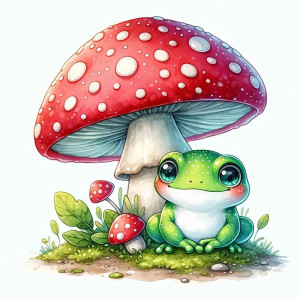 Cute Frog Mushroom Sticker | 5 Sizes | Cottagecore Vinyl Decal