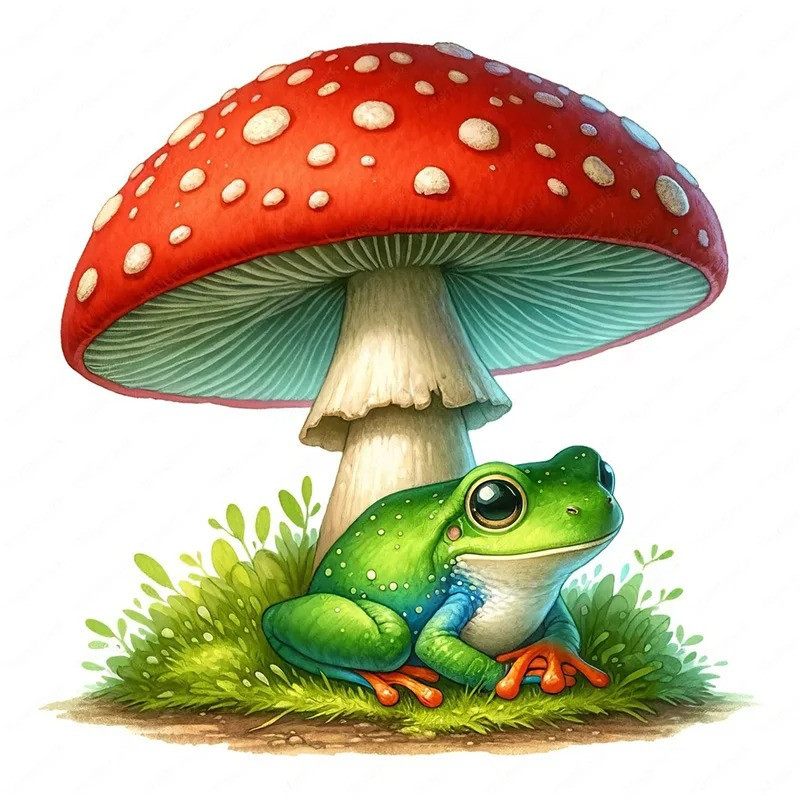 Cozy Forest Frog Sticker – Watercolor Nature Decor – 5 Sizes