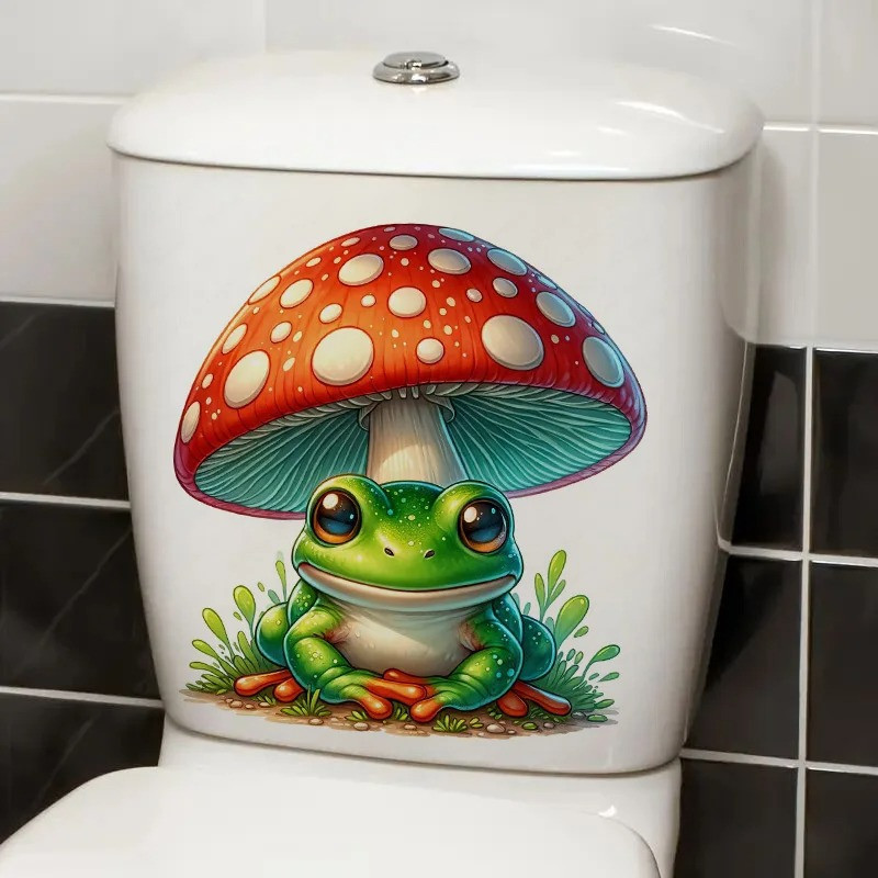 Cute Zen Frog on Mushroom Sticker | Nature & Forest Decal