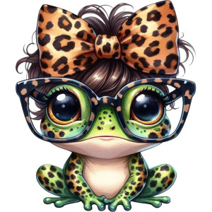 Cute Pop Curls Frog Sticker | Funny Leopard Print Decal