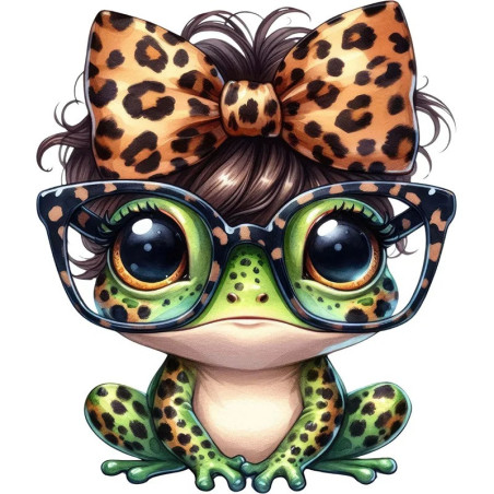 Cute Pop Curls Frog Sticker | Funny Leopard Print Decal