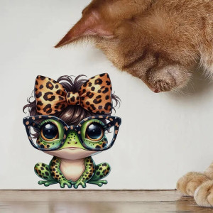 Cute Pop Curls Frog Sticker | Funny Leopard Print Decal