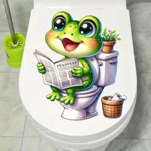 Funny Frog "Potty Break" Sticker – Cute Bathroom Decor Gift