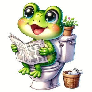 Funny Frog "Potty Break" Sticker – Cute Bathroom Decor Gift