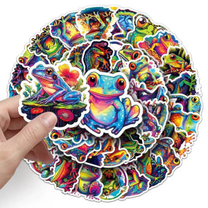Neon Splash Frog Stickers - Cute 10 or 50 Piece Pack!