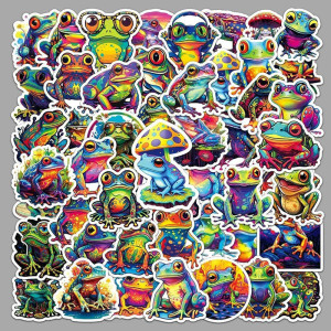 Neon Splash Frog Stickers – Cute Colorful Pack (10 or 50 Pcs)