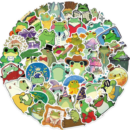 Cosmo Pop Frog Stickers - 50 Pcs Cute Kawaii Vinyl Decals