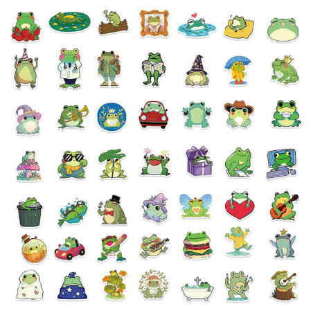Cosmo Pop Frog Stickers - 50 Pcs Cute Kawaii Vinyl Decals