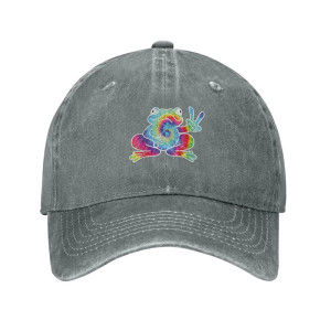 Peace & Rainbow Vibe Frog Hat – Cute Tie-Dye Hippie Cap 🌈