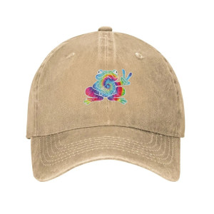 Peace & Rainbow Vibe Frog Hat – Cute Tie-Dye Hippie Cap 🌈