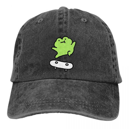Funny Skater Frog Cap | Vintage Washed Cotton Streetwear Hat