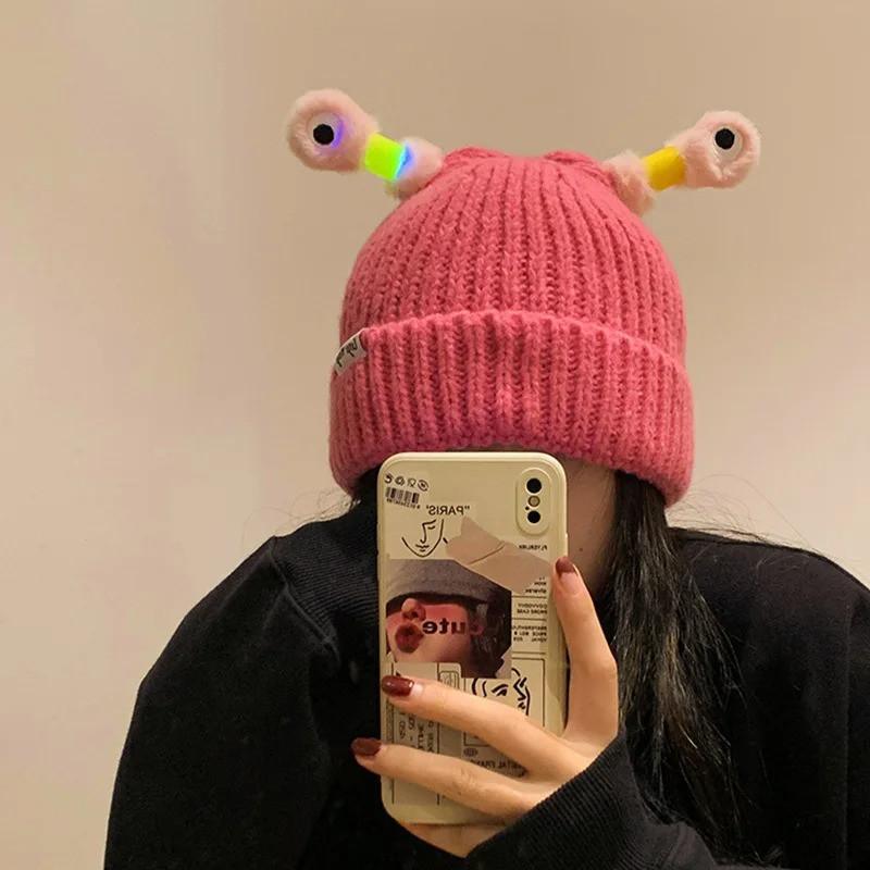 Funny Frog Beanie with Eyes – Cute Knit Hat in 13 Colors