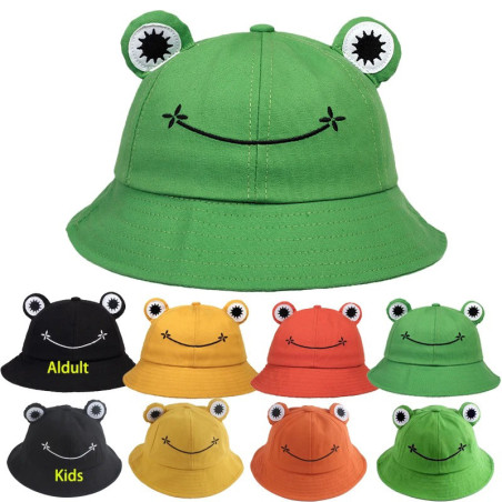 Smiling Flower Frog Bucket Hat | Cute Cotton Hat in 6 Colors