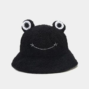 Cute Smiley Frog Bucket Hat – Soft Plush Hat in 4 Colors