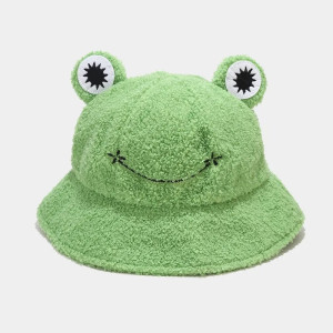 Cute Smiley Frog Bucket Hat – Soft Plush Hat in 4 Colors