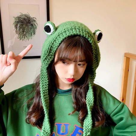 Cute Frog Hat Kawaïfrog – Handmade Winter Beanie | 3 Colors