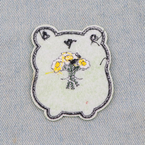 Cute Frog in Love Iron-On Patch | Embroidered Flower Applique