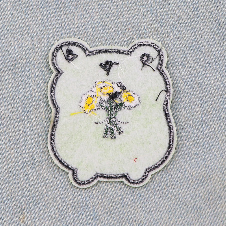 Cute Frog in Love Iron-On Patch | Embroidered Flower Applique
