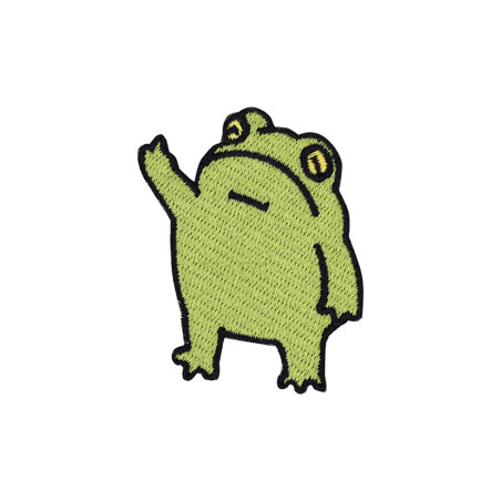 Funny Grumpy Frog Patch | Cute Iron On Embroidered Applique