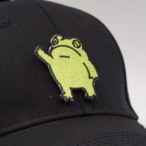 Funny Grumpy Frog Patch | Cute Iron On Embroidered Applique