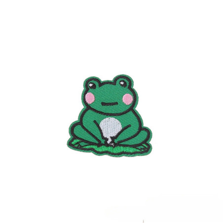 Cute Meditating Frog Patch | Zen Iron-On Applique for Jackets