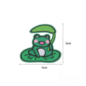 Cute Frog with Lotus Iron-On Patch | Unique Gift 2.4"