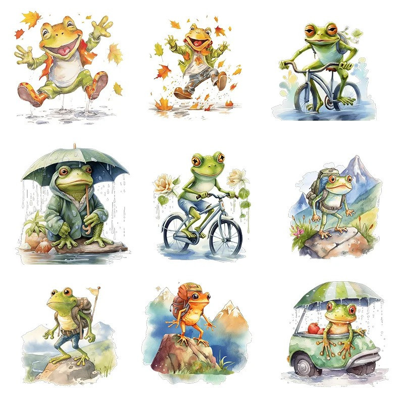 Cute Frog Iron-On Patches | Set of 9 for DIY T-Shirts & Gifts
