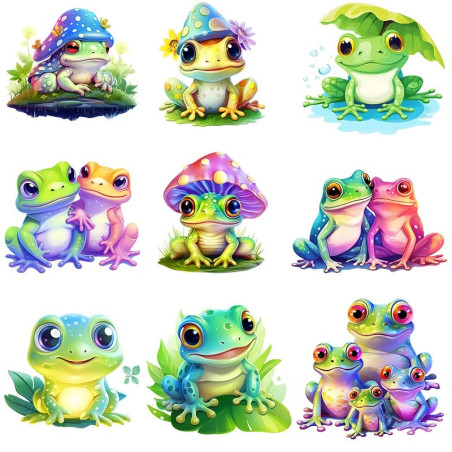 Cute Luminous Frog Iron-On Patches (Set of 9) | 1001bees