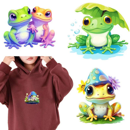 Cute Luminous Frog Iron-On Patches (Set of 9) | 1001bees