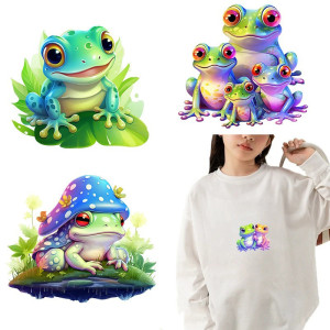 Cute Luminous Frog Iron-On Patches (Set of 9) | 1001bees