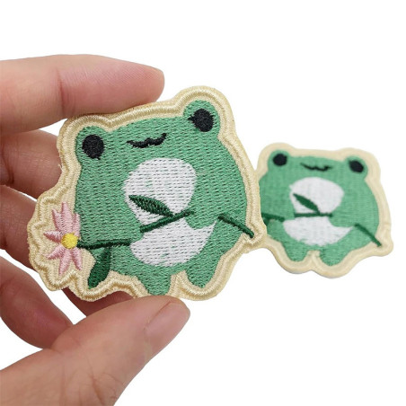 Cute Frog Sakura Iron-On Patch | Unique Embroidered Gift