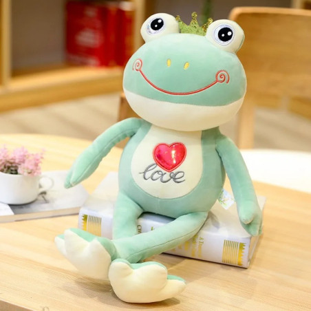 Cute Crowned Frog Plush with Heart | Giant Stuffed Animal Gift