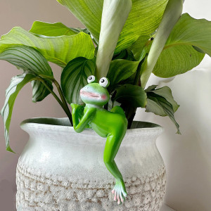 Cute Frog Pot Hanger | Funny Resin Plant Decor Gift Idea