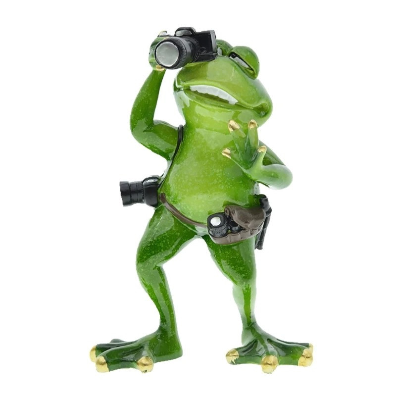 Traveling Frog Figurine | Cute Photographer Frog Statue Gift