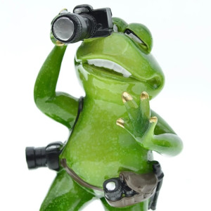 Traveling Frog Figurine | Cute Photographer Frog Statue Gift