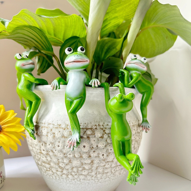 Cute Frog Pot Hanger | Funny Resin Plant Decor Gift Idea