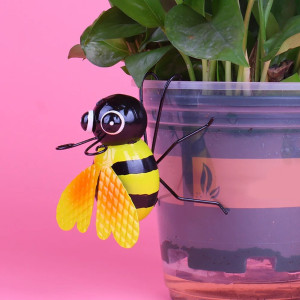 Funny Bee Garden Decor | Cute Hand-Painted Metal Ornament