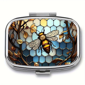 Cute Bee Pill Box with Stained Glass Design | Unique Travel Case